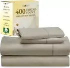 Softest 100% Cotton Sheets, California King Sheet Set, 400 Thread Count Sateen B