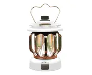 Camping Light Retro Rechargeable with Handle Waterproof Multifunctional Dual Light Source USB Charging High Brightness LED Emergency Lantern - White