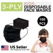 [100 Pcs]For KIDS Children Disposable Face Mask 3-Ply Non-Medical Earloop -Black
