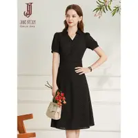 在飛比找ETMall東森購物網優惠-精致夏季時髦氣質黑色格子裙襯衫
