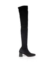 Black Over the Knee Heeled Suede Boots