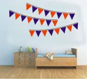 Wall Stickers custom colour party flags bunting string vinyl decal Nursery kids