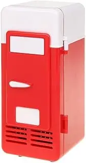 ThreeH New Mini Red USB Fridge Cooler Beverage Drink Cans Cooler/Warmer Refrigerator for Laptop PC Computer Red H-UF05,Red