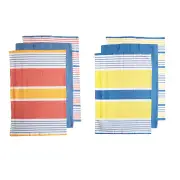 Ladelle Set of 6 Positano Stripe Cotton Kitchen Tea Towels 50 x 70 cm Mix