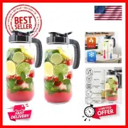Mason Jar Pitcher 64 Oz With Handle Lid 2 Quart Sun Tea Glass Jar For Iced Ho...