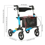 4 Wheels Rollator Walker with Seat Lightweight for Seniors Walking Rolling Blue