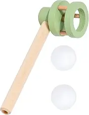 Floating Blow Pipe Balls Game Toy, Wooden Blowing Toys, Educational Target Game for Children, Boys Girls, Green