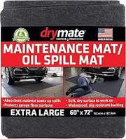 Drymate Premium Maintenance Mat Oil Spill Garage Floor Mat (60" x 72"), Absorbent, Waterproof, Contains Liquids, Protects Garage Surface or Driveway, Reusable, Washable, Durable (USA Made)