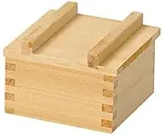 Japanese Cypress/Masu Set (A-1) [Lid: Approx. 3.5 x 3.5 x 0.7 inches (8.8 x 8.8 x 1.8 cm); Body (with bamboo): External dimensions approx. 3.3 x 3.3 x 1.8 inches (8.5 x 8.5 x 4.6 cm); Inner