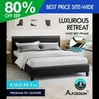 ALFORDSON Bed Frame Queen Double King Single Base Wooden Slats Leather Black