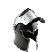 Protective Medieval Black Barbuta Handmade Helmet, Knight Steel Warrior Helmet.