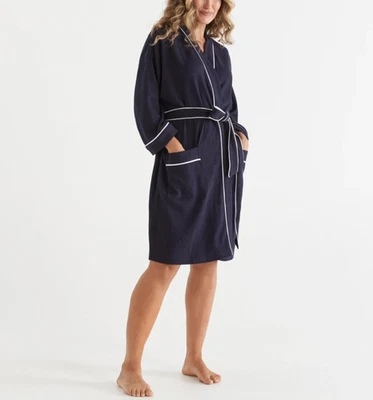 Sussan - Womens Waffle Robe - Size S/M - Navy Blue RRP $59.95 - Small/Medium