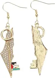 Holibanna 1 Pair Stainless Steel Earrings Jewelry Crystal Fruit Earrings Statement Earrings Hawaii Earrings Map Earrings Rhinestone Dangle Earrings Palestine Earrings Golden Zinc Alloy