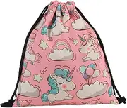 JEWEDECO Unicorn Drawstring Backpack for Cute Polyester Storage Pouch for Travel Gym Outdoor Activities present for