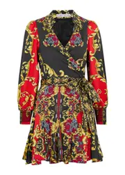 Alice + Olivia Alisa Printed Stretch-cotton Mini Wrap Dress - Multicoloured - 6 (UK 10 / S) 6 (UK 10 / S)