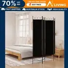 4-Panel Room Divider Black 160x200 cm Fabric Privacy Screen Home Decor Par 50153