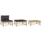 3 Piece Garden Lounge Set With Cushions Bamboo Outdoor Furniture Modular Design