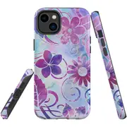 For iPhone 14 Plus Case Tough Protective Cover, Flower Swirls