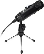 USB Microphone Professional 192kHz/24bit Condenser Mic with Tripod Stand for Windows, PC Gaming, Metal Black