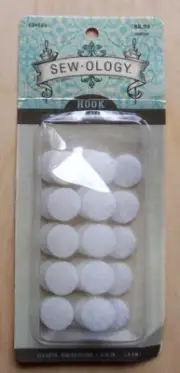 Sew-ology Hook & Loop Self Adhesive Coins Dots Circles 5/8" 15 Sets White New