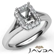 Emerald Split Shank Halo Pave Diamond Engagement Semi Mount Ring Gold 0.8Ctw