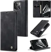 ELEPIK for iPhone 15 Plus Case with Card Holder, Kickstand [2 Card Holder + 1 Cash Slot] [for Women & Men] [Durable PU Leather] Magnetic Wallet Phone Cover for iPhone 15 Plus, Elegant Black