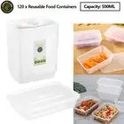 120 x Takeaway Food Containers Plastic Lids 500ml Take away Meal Prep Lunch Box