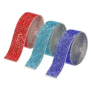 3Roll 3 Yards 18mm Diamond Ribbon Red,Dark Blue,Light Blue