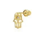CZ Hamsa Star Of David Bat Mitzvah Cartilage 1 Piece Earring 14K Gold