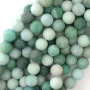 10mm matte Russian green amazonite round beads 15" strand