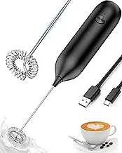 Electric Milk Frother Coffee Mixer Wand USB Rechargeable Drink Mixer Stainless Steel Mini Whisk for Egg,Drink Frother Portable Kitchen Cooking Supply