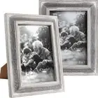 5x7 Rustic White Wood Picture Frame Set of 2, Weathered Solid Wood Frame with...