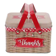 1pc Imitation Rattan Hand-held Cookies Box Creative Tinplate Candy Storage Box