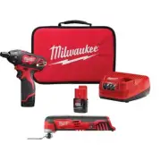 Milwaukee Screwdriver Kit Li-Ion M12 1/4" Hex Cordless w/ M12 Multi-Tool 12V