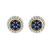 18k Gold And Sterling Silver Sapphire Stud Earrings