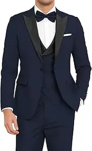 [TIJOFA] Tuxedo for Men 3 Piece Suit Men Slim Fit Double Breasted Suit for Men Wedding Suits Groom Prom Tuxedo with Tie