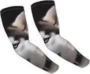 [FHEDVBN] Husky Dog Arm Sleeves Compression Arm Covers for Men Women Outdoor Sun Sleeves Cooling Sports Sleeve, Black