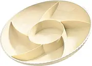 Plastic Fruit Serving Tray, 6 Compartment Divided Serving, Round Plastic Appetizer Serving Platter for Storing Snacks and Creating Decorative displays (Cream White)