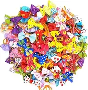 AIMALL 20PCS Pet Small Dog Hair Bows Rubber Bands Puppy Cat Grooming Accessory Set Bulk Small Yorkie Dog Bows Handmade Mix Puppy Doggie Bowknot