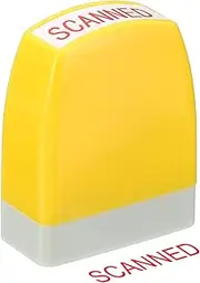 uxcell Scanned Notice Stamp Self Inking, Red Ink Office Stamps Pre Inked Message Stamp Refillable Business Stamp, Yellow