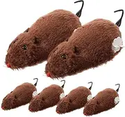 Abaodam 6Pcs Wind Up Plush Mouse Interactive Clockwork Rat for Cats Random Color Durable Pet Supplies for Boredom Relief and Halloween Pranks