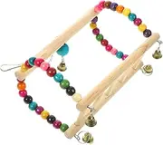 Gatuida Wooden Parrot Swing Bird Toy Safe Decorative Parrot Cage Accessory Bird Swing for Home Decor