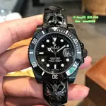 勞力士 ROLEX機械錶 全黑水鬼 克羅心純銀錶帶 40MM 男錶904鋼 實拍 免運(出貨前可拍視頻確