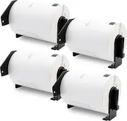 Aomya 4 Pack DK-1247 Compatible Die-Cut Wide Format Shipping Mailing Postage Address Labels Paper Roll 4.07" x 6.4" (103mm×164mm) White Labels with 4 Reusable Cartridges use for QL-1100 QL-1110NWB (4)