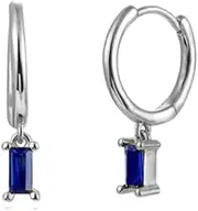 [Saint Raphaël] Baguette Crystal Huggie Earrings for Women, Small Hoop Earrings, Hypoallergenic Sleeper