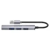Unitek 4-in-1 USB Multi-Port Ultra Slim Hub with USB-A Connector - Space Grey 1x USB 3.0 Port & 3x USB 2.0 Ports - 30cm Cable [H1208A]