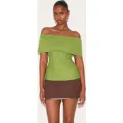 Green Rib Style Fold Over Top, Green