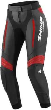 SHIMA Miura 2.0 Ladies Motorcycle Leather Pants, black-red, Size 38 for Women Black Red