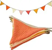 Uorbmaio Pennant Banner Bunting Flags, Garland Triangle Banners Fabric Bright Color for Birthday Wedding Baby Shower Party Supplies Classroom Nursery Playroom Decor (Orange)