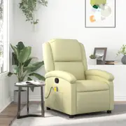 Massage Recliner Chair Cream Real Leather vidaXL